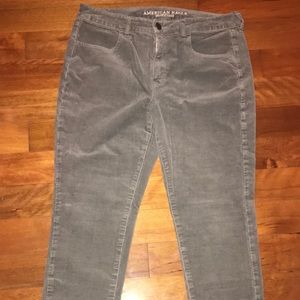 American Eagle gray corduroy high rise jegging